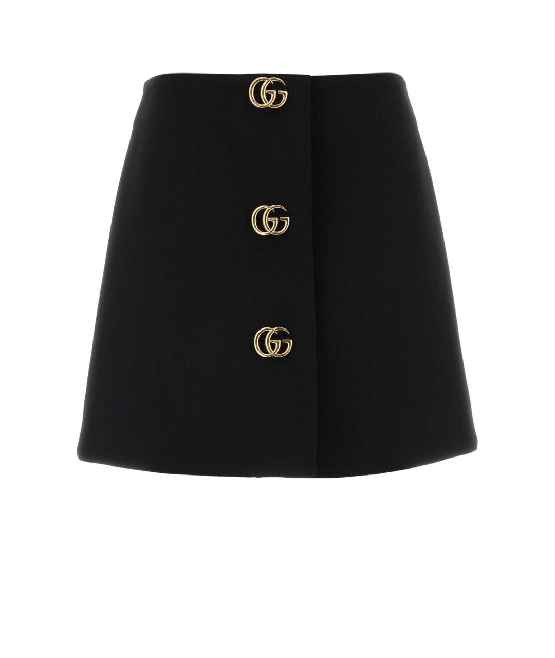 GUCCI Черная шерстяная юбка мини, фото 1