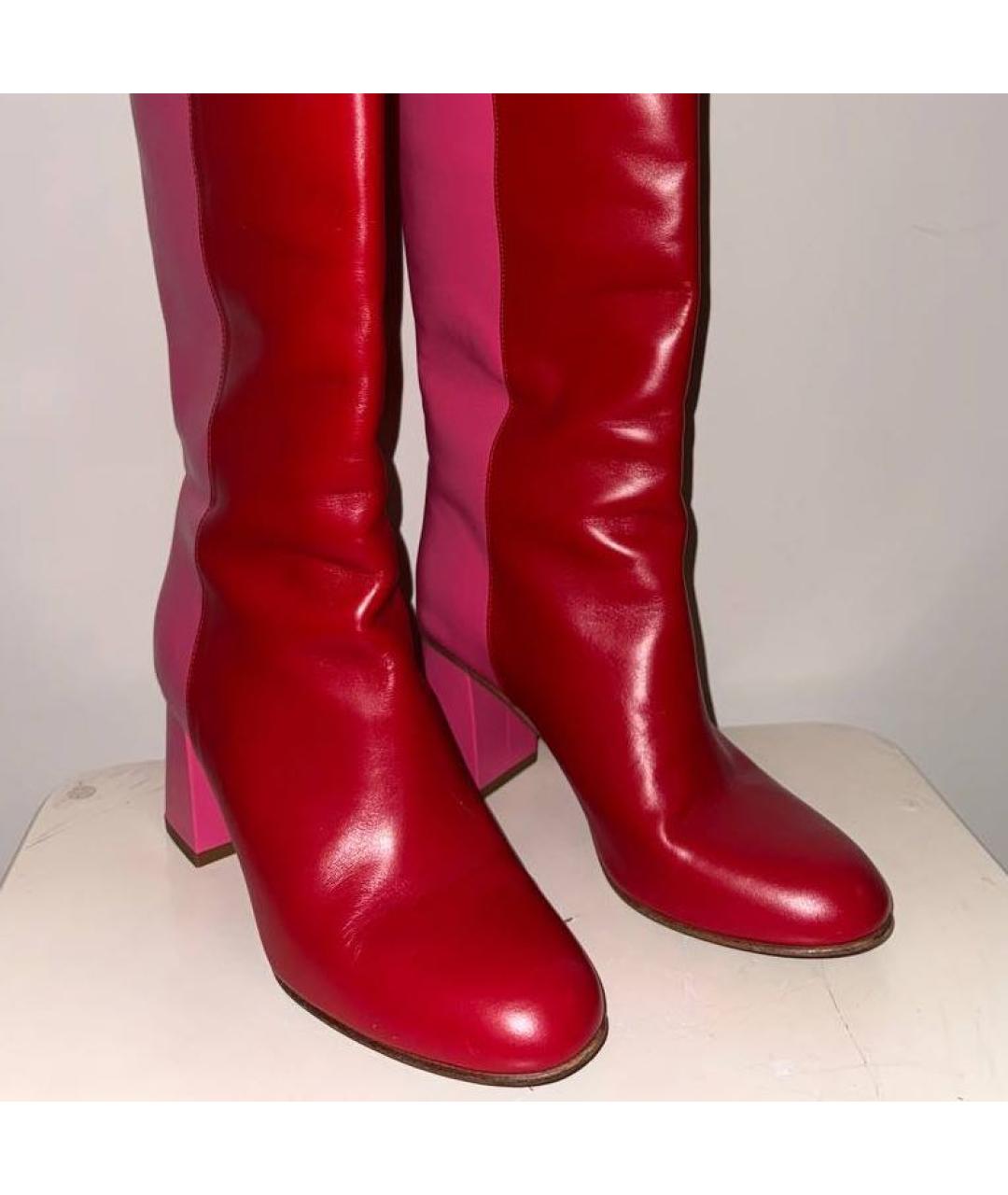 RED VALENTINO Красные кожаные сапоги, фото 3