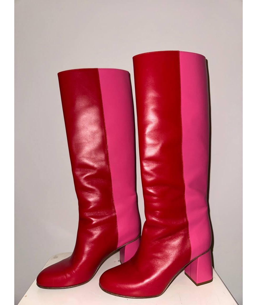 RED VALENTINO Красные кожаные сапоги, фото 6