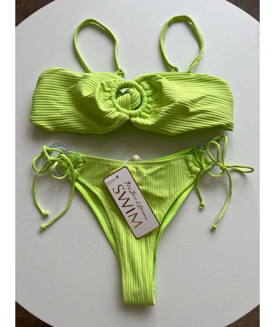 FOR LOVE AND LEMONS Салатовый полиамидовый купальник, фото 7