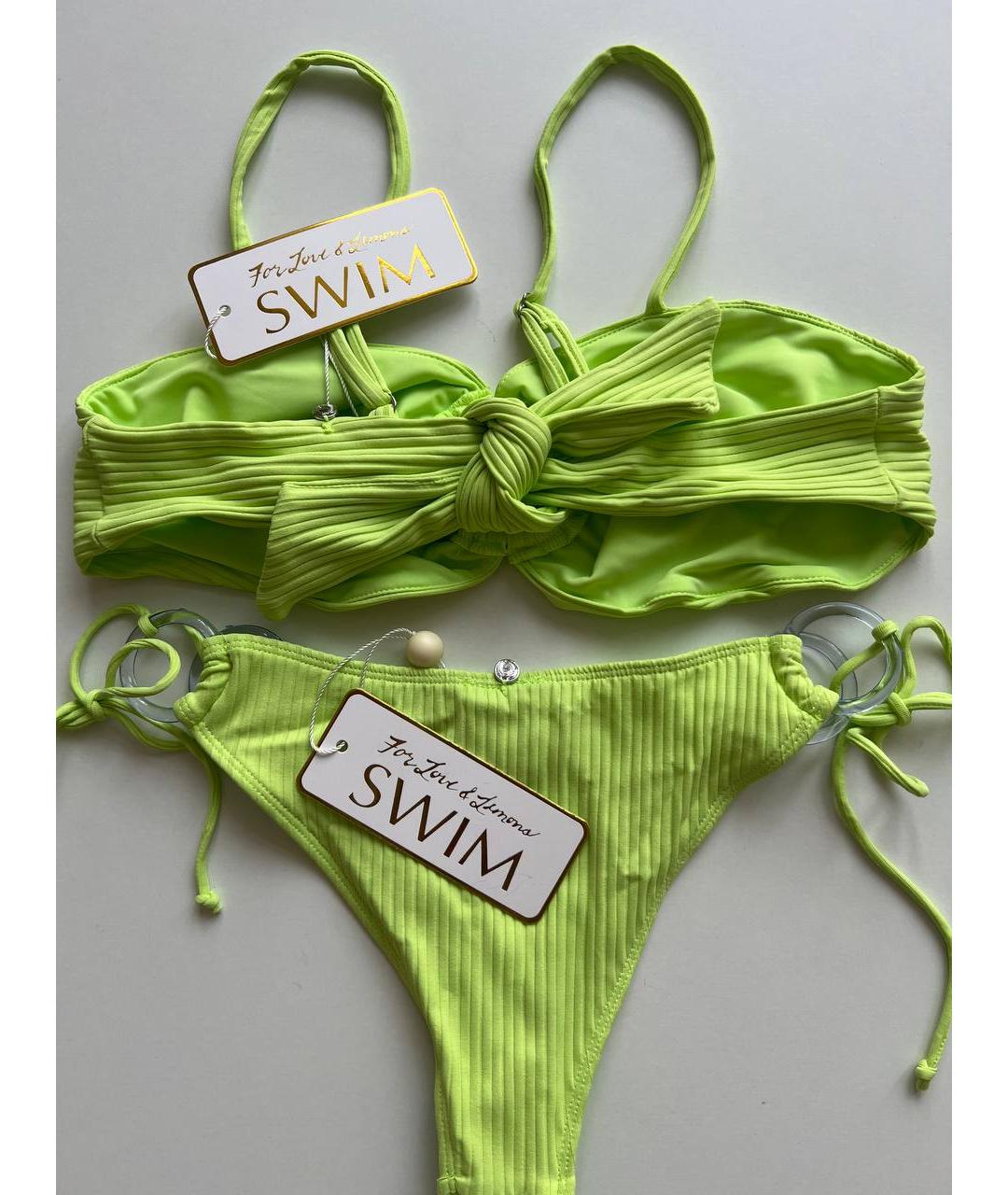 FOR LOVE AND LEMONS Салатовый полиамидовый купальник, фото 3