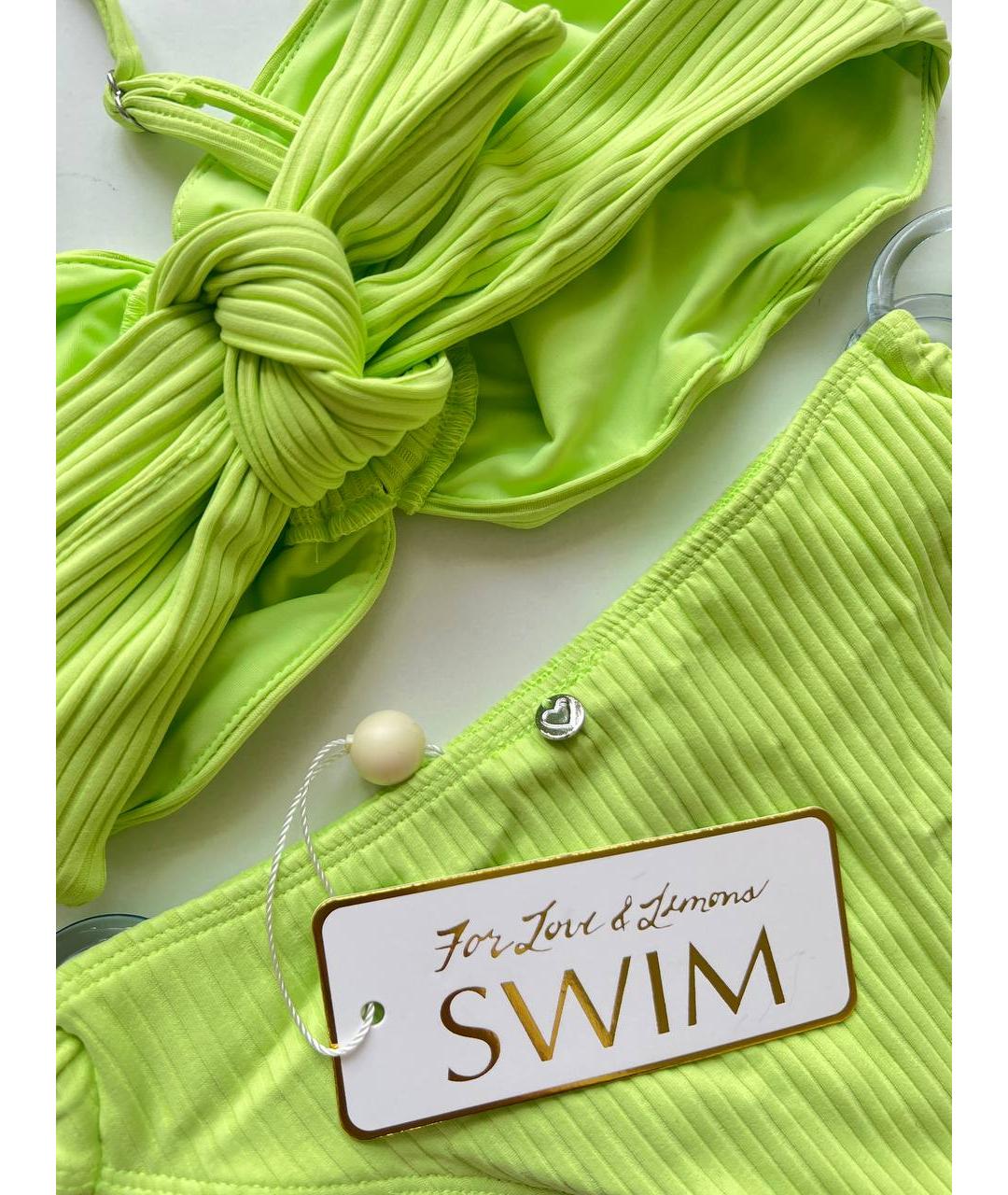 FOR LOVE AND LEMONS Салатовый полиамидовый купальник, фото 2