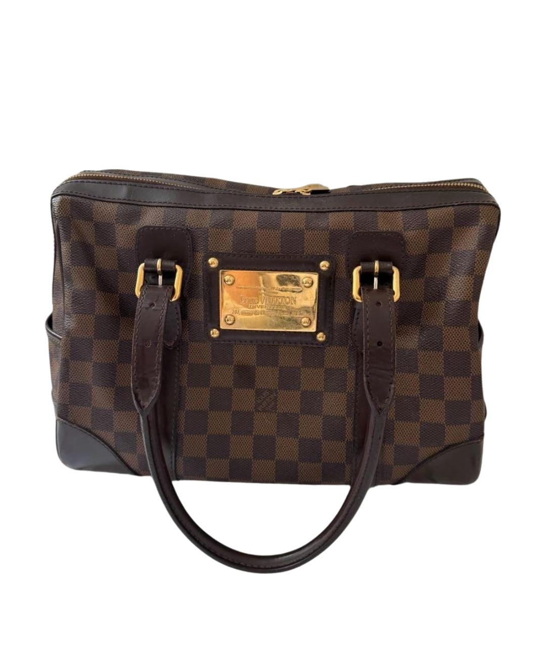 LOUIS VUITTON Коричневая кожаная сумка с короткими ручками, фото 1