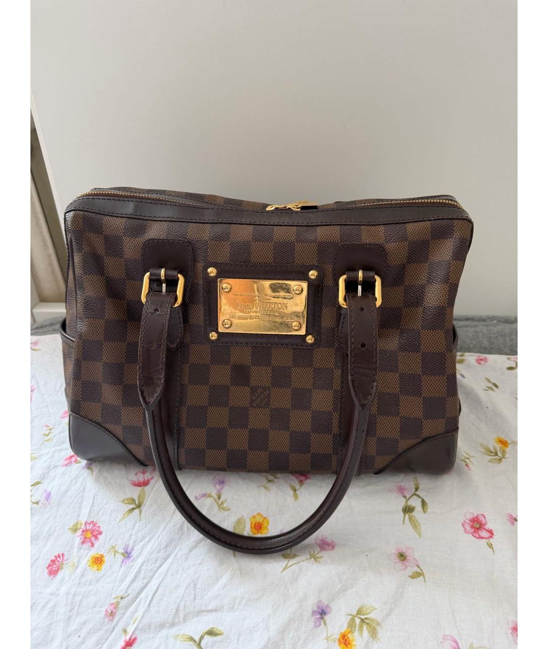 LOUIS VUITTON Коричневая кожаная сумка с короткими ручками, фото 5