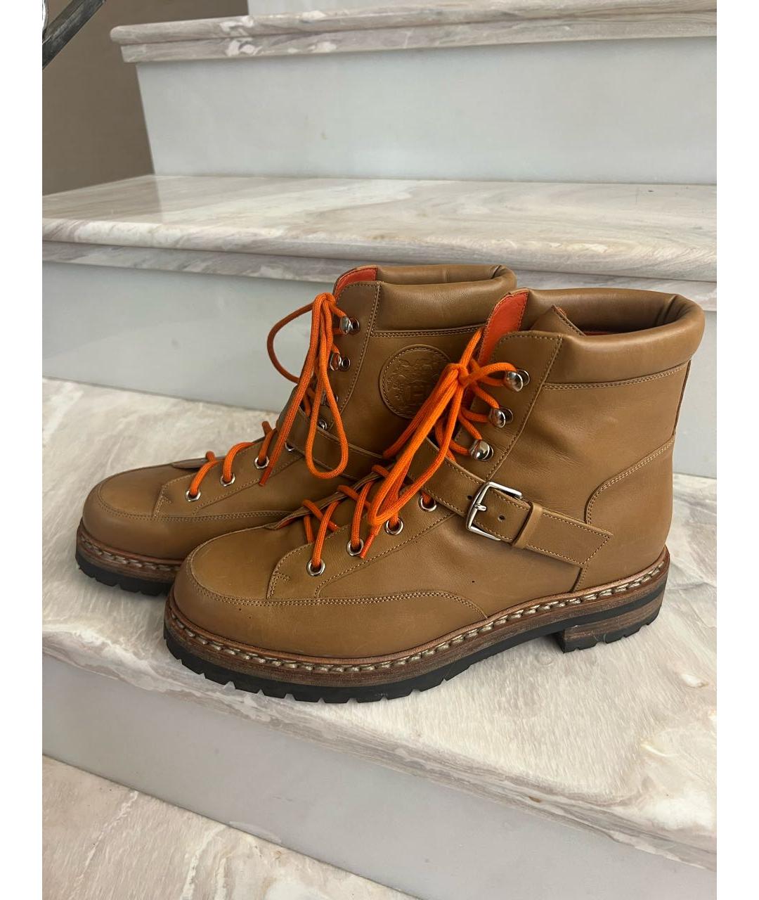 HERMES Коричневые кожаные ботинки, фото 7