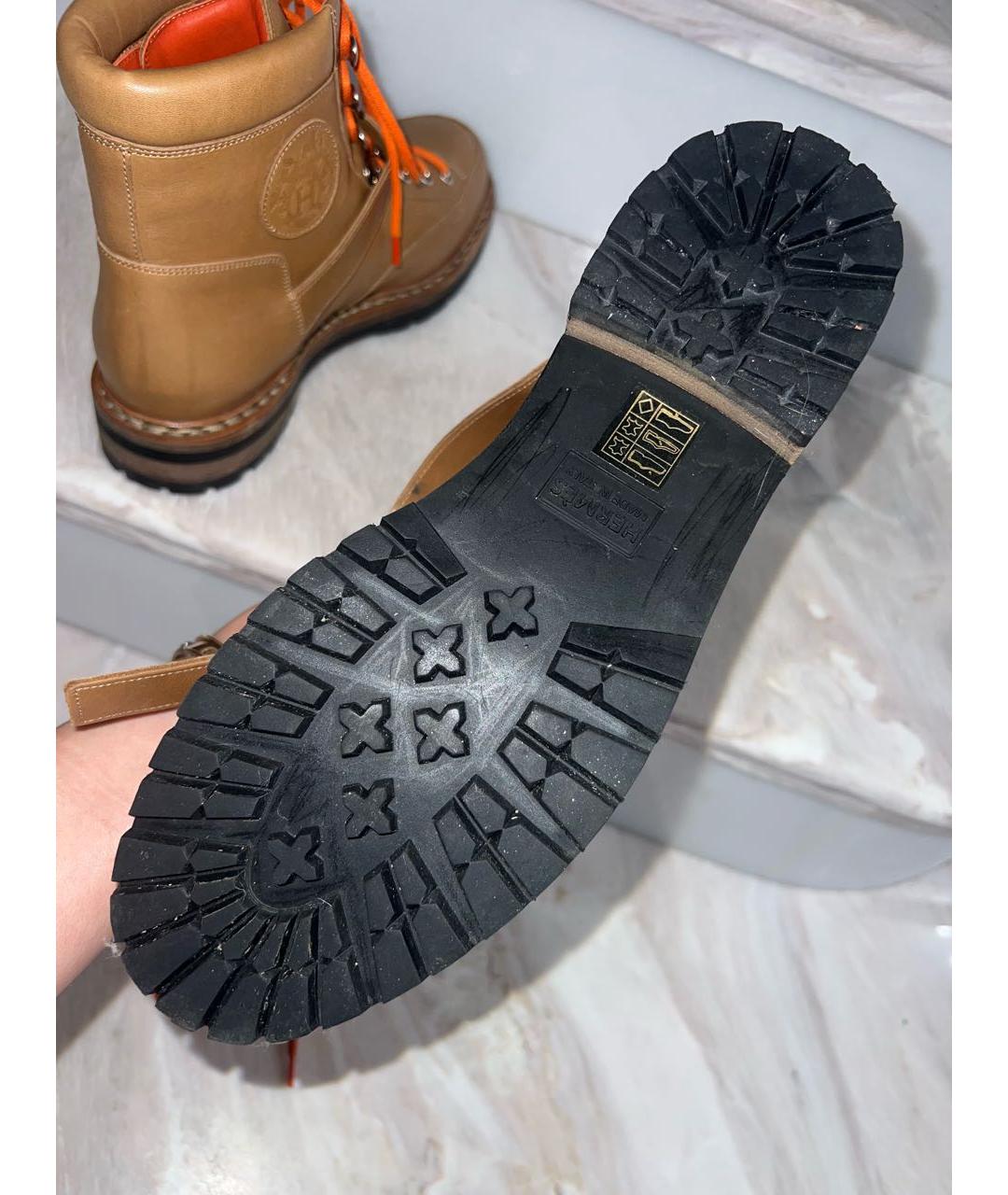 HERMES Коричневые кожаные ботинки, фото 5