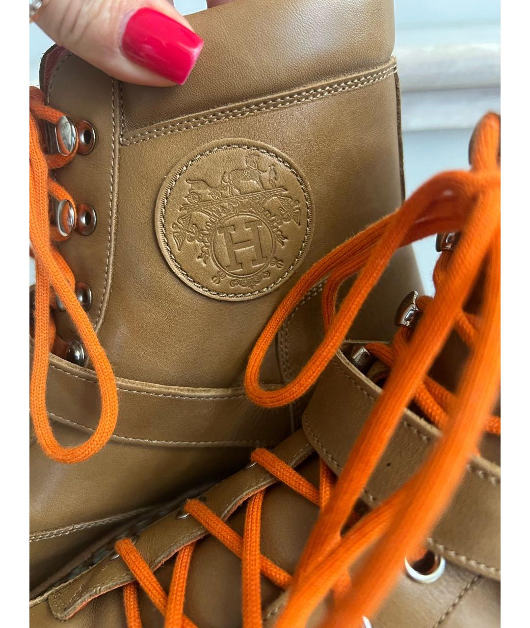 HERMES Коричневые кожаные ботинки, фото 2