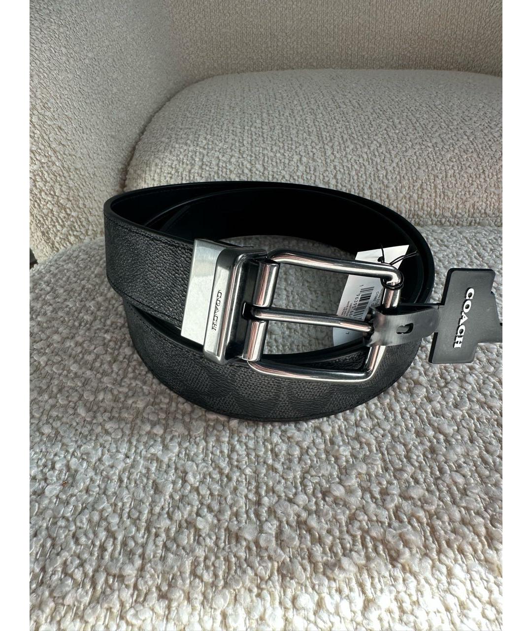 COACH Черный кожаный ремень, фото 5