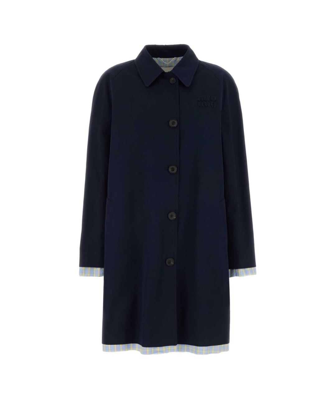 MIU MIU Темно-синее хлопковое пальто, фото 1