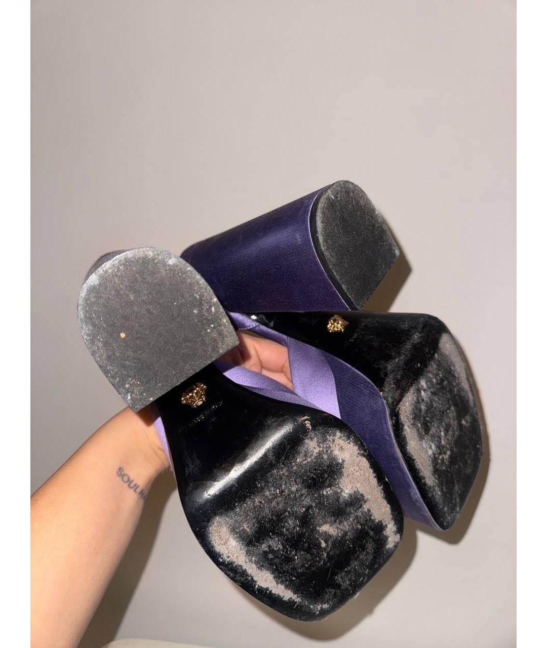 VERSACE Фиолетовые текстильные туфли, фото 5