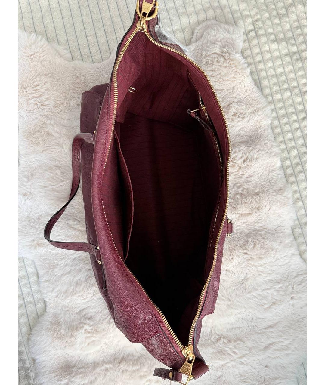 LOUIS VUITTON Бордовая кожаная сумка через плечо, фото 5