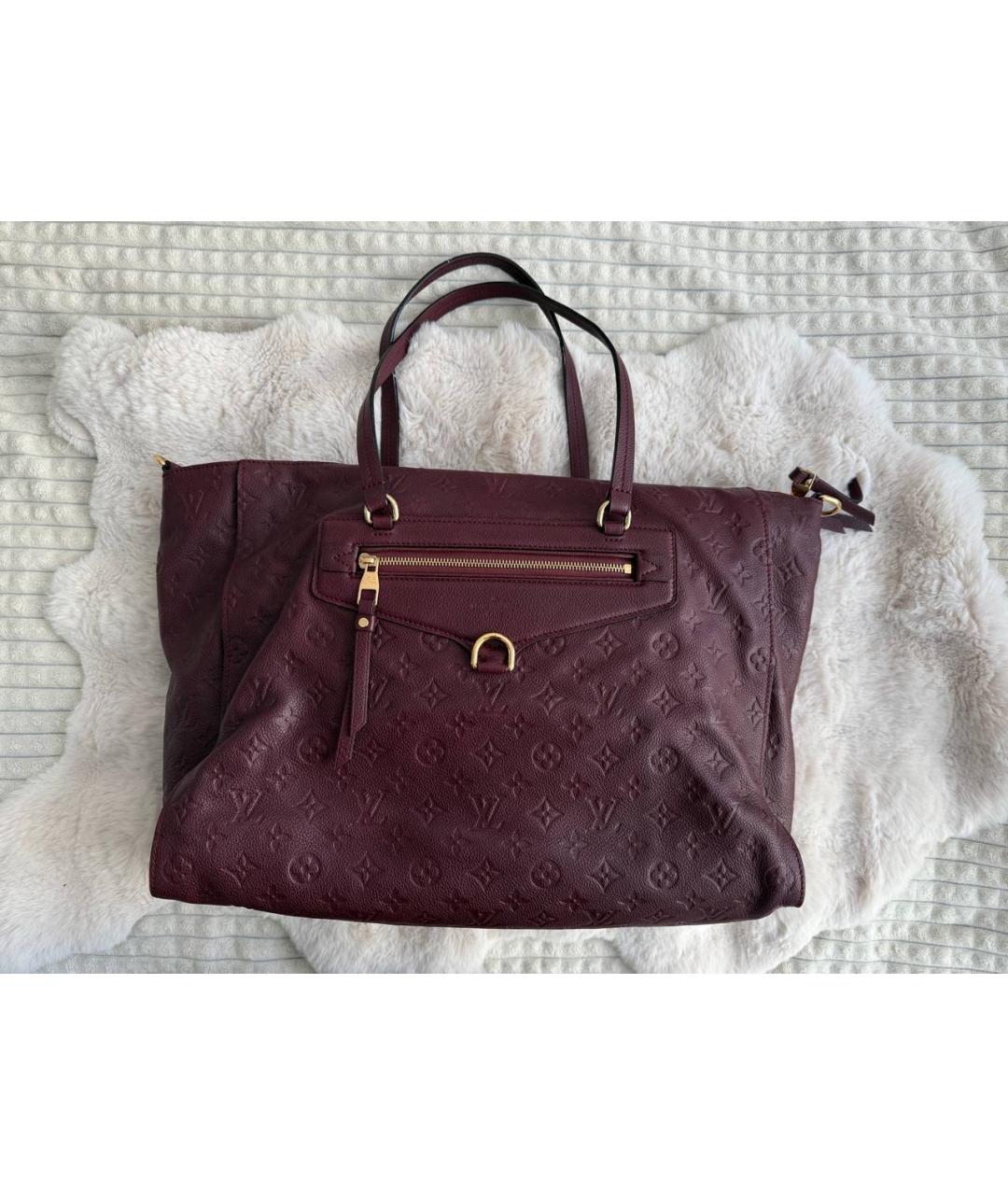 LOUIS VUITTON Бордовая кожаная сумка через плечо, фото 6