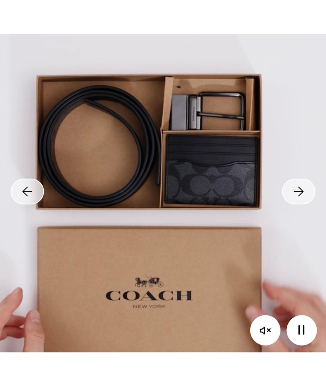 COACH Черный кожаный ремень, фото 6