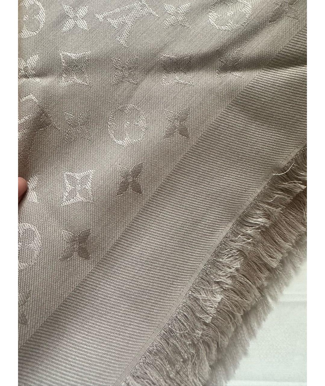 LOUIS VUITTON Серый шелковый платок, фото 4