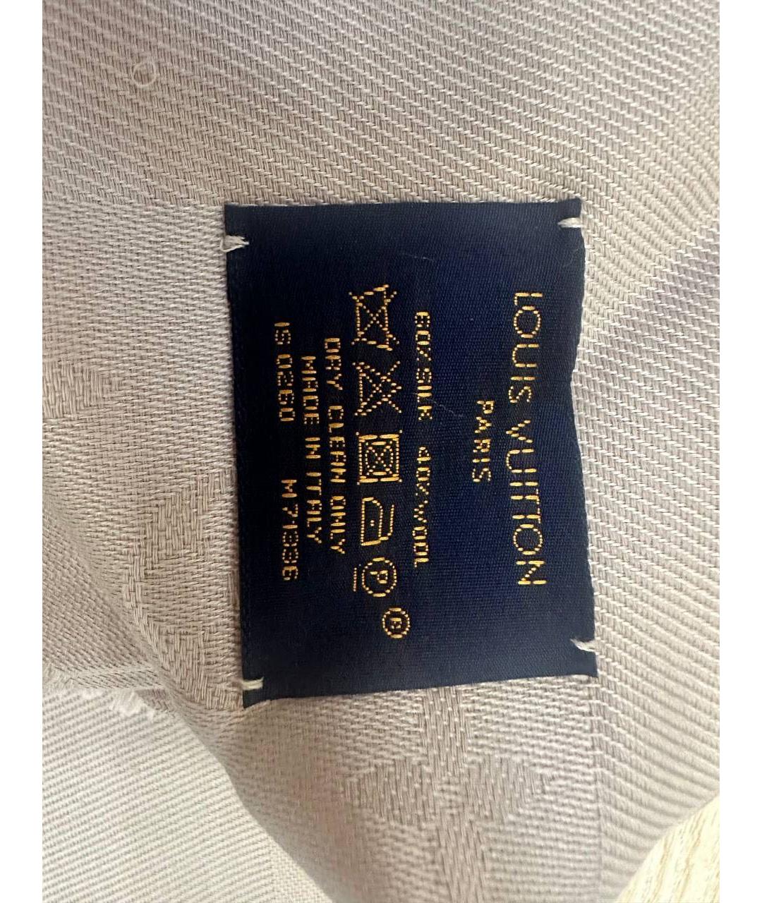 LOUIS VUITTON Серый шелковый платок, фото 8