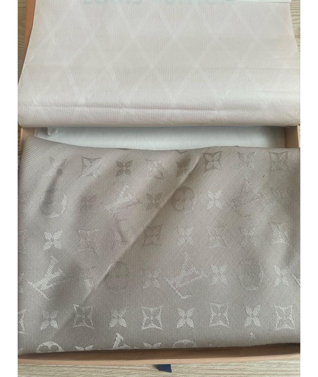 LOUIS VUITTON Серый шелковый платок, фото 3