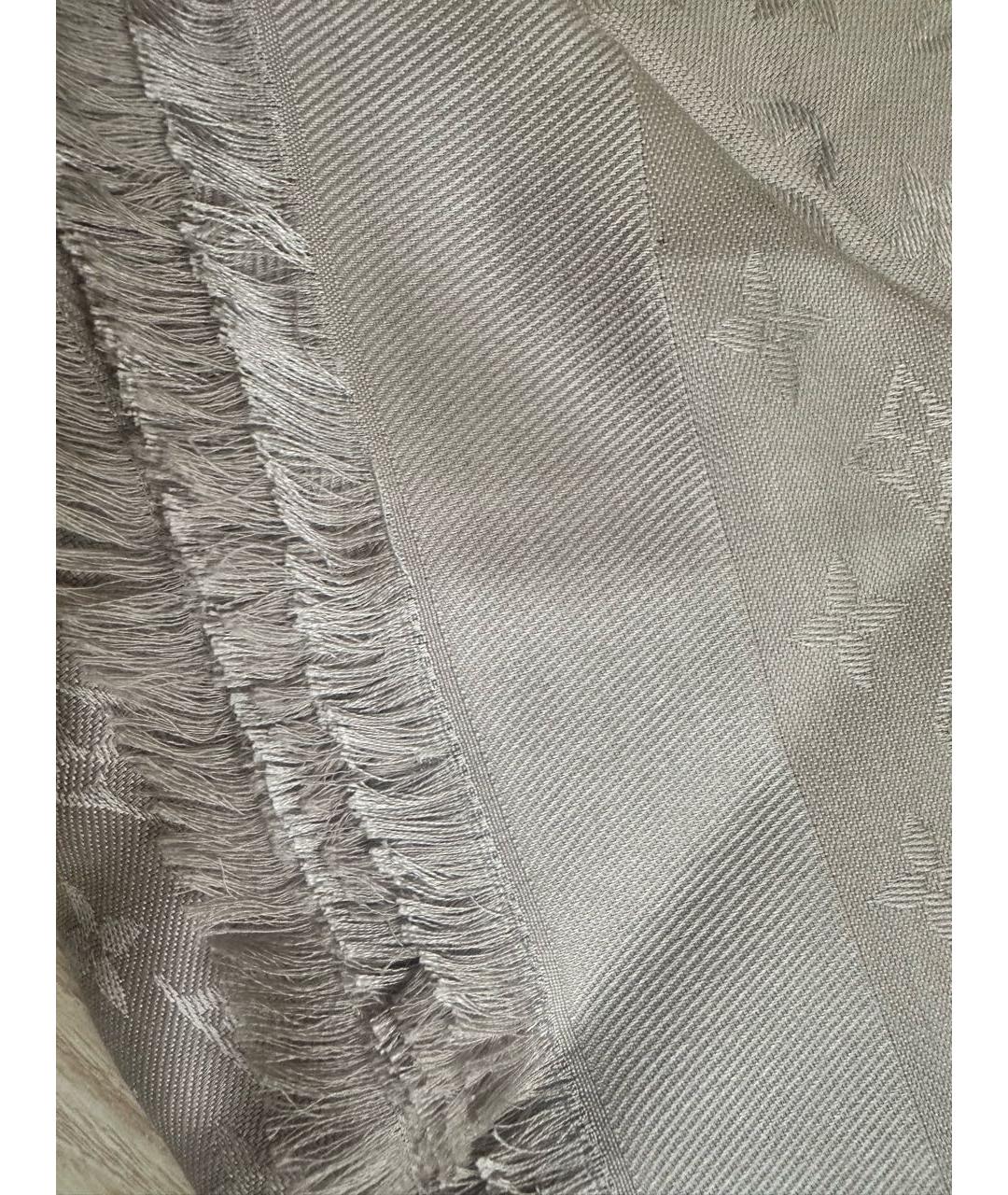 LOUIS VUITTON Серый шелковый платок, фото 7