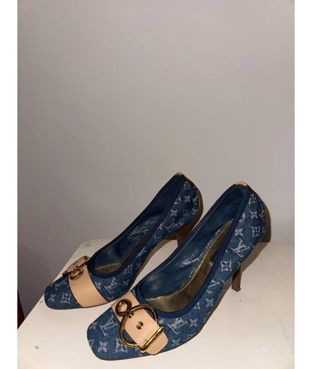 LOUIS VUITTON Голубые текстильные туфли, фото 5