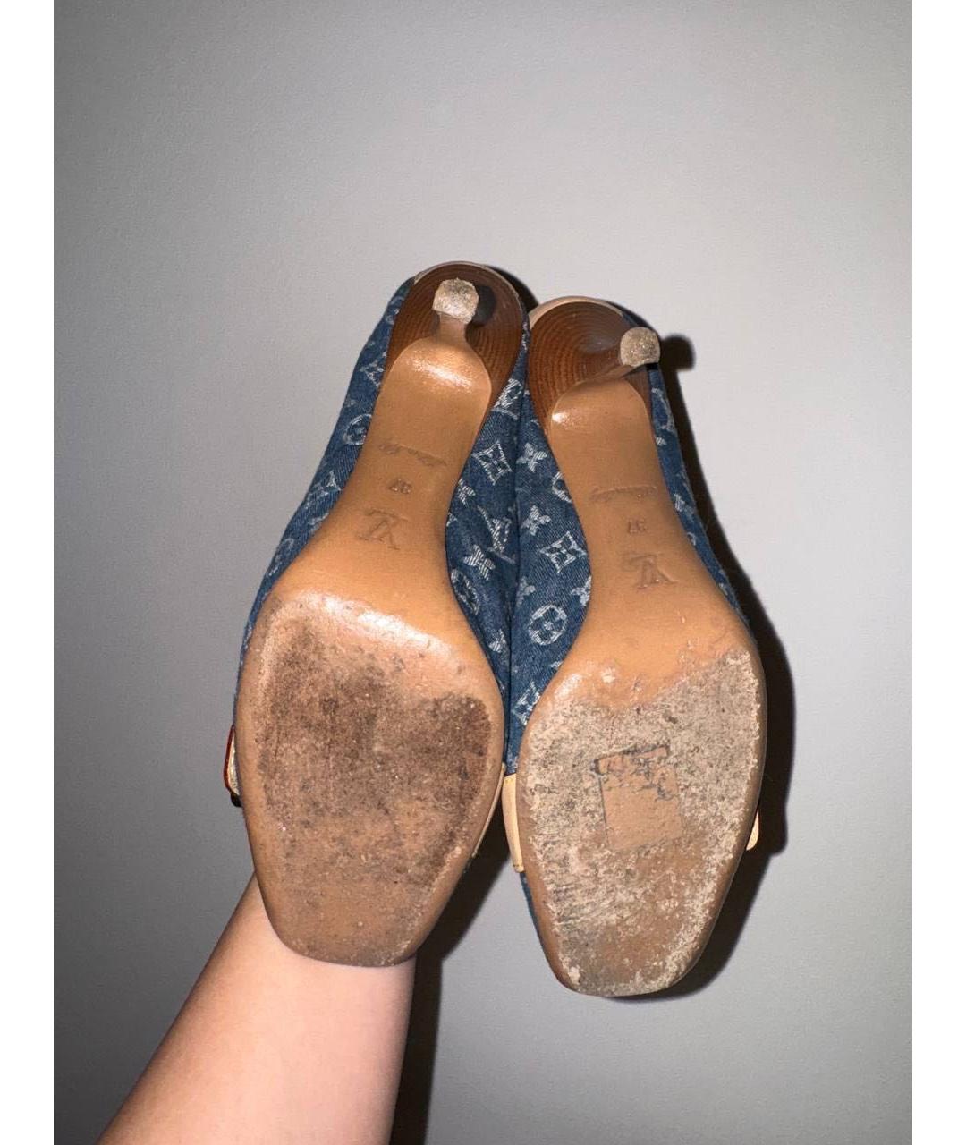 LOUIS VUITTON Голубые текстильные туфли, фото 4
