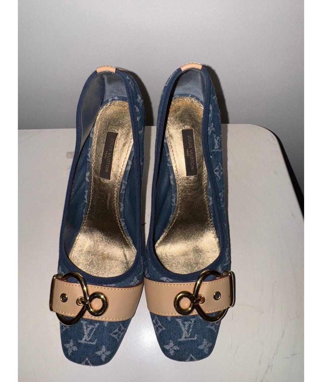 LOUIS VUITTON Голубые текстильные туфли, фото 2