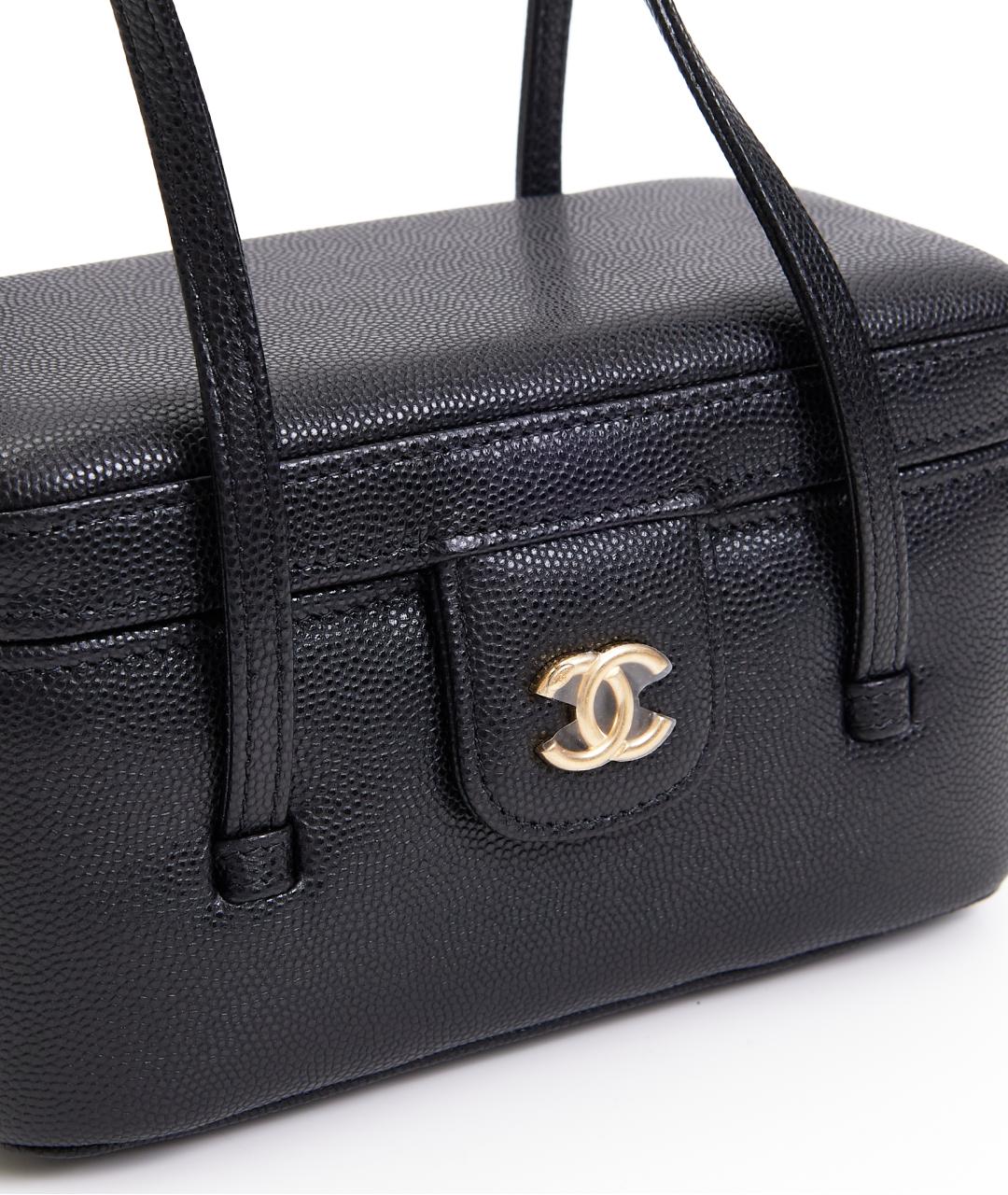 CHANEL Черная кожаная сумка с короткими ручками, фото 4