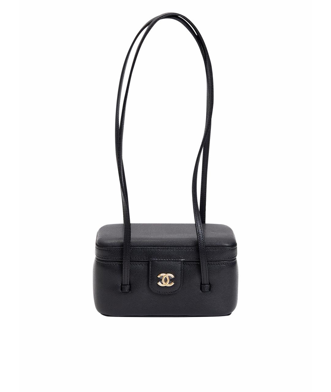 CHANEL Черная кожаная сумка с короткими ручками, фото 1