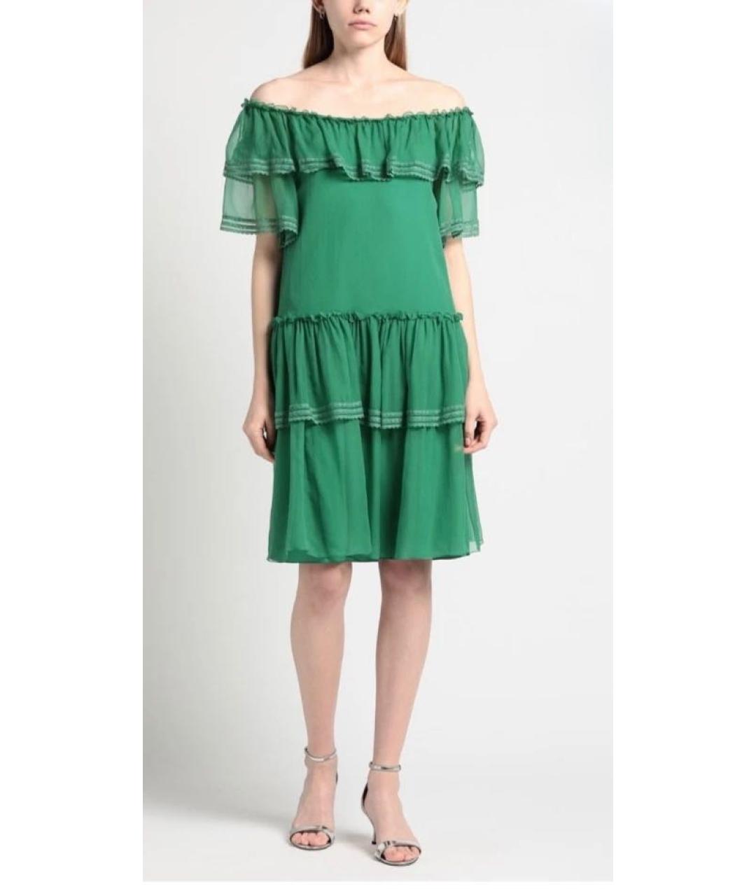 ALBERTA FERRETTI Зеленые шелковое коктейльное платье, фото 4