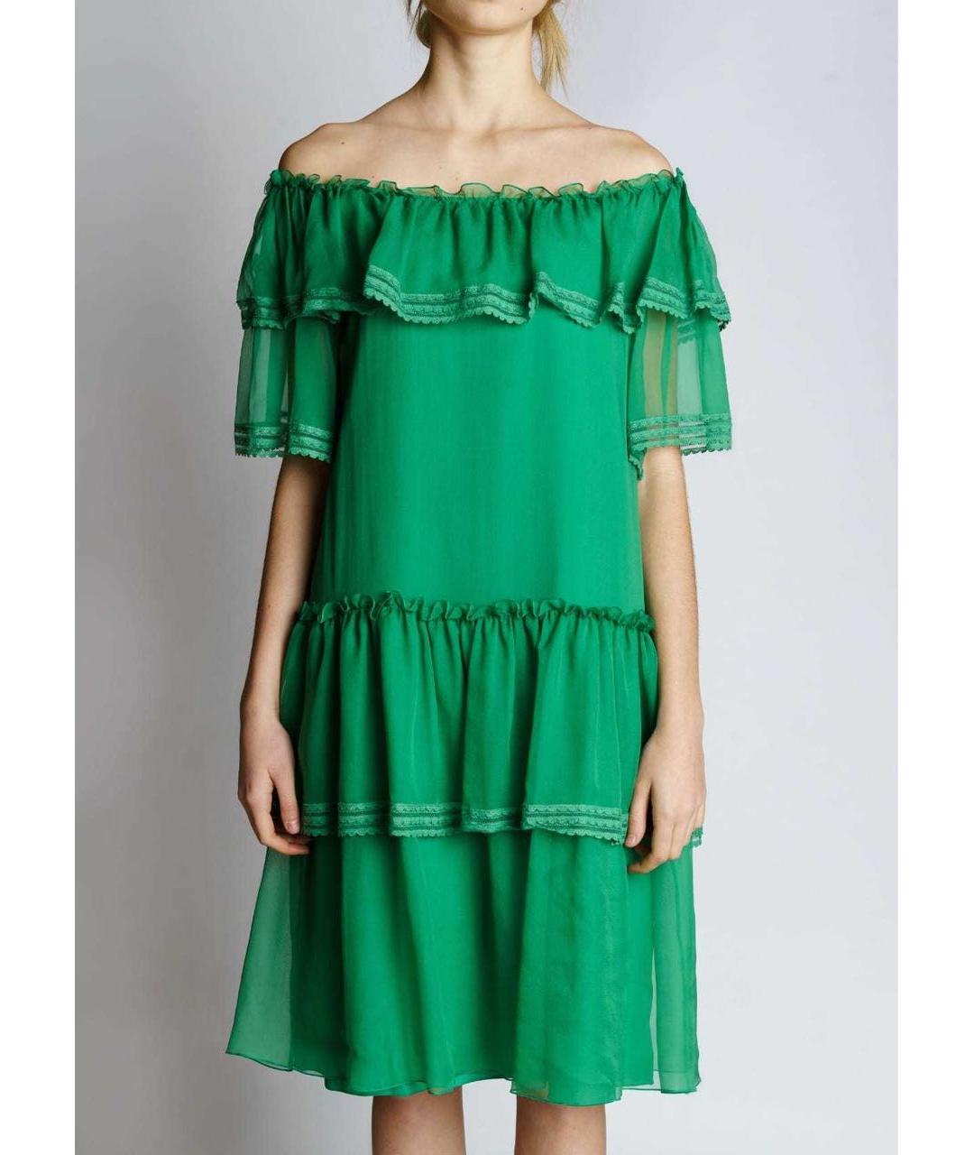 ALBERTA FERRETTI Зеленые шелковое коктейльное платье, фото 2