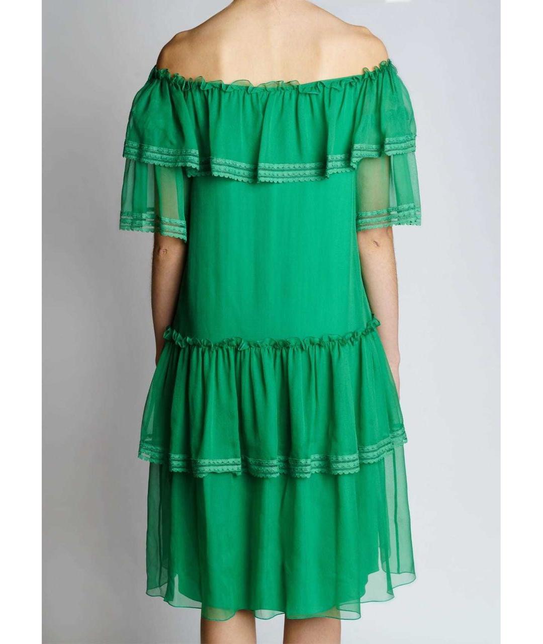 ALBERTA FERRETTI Зеленые шелковое коктейльное платье, фото 3