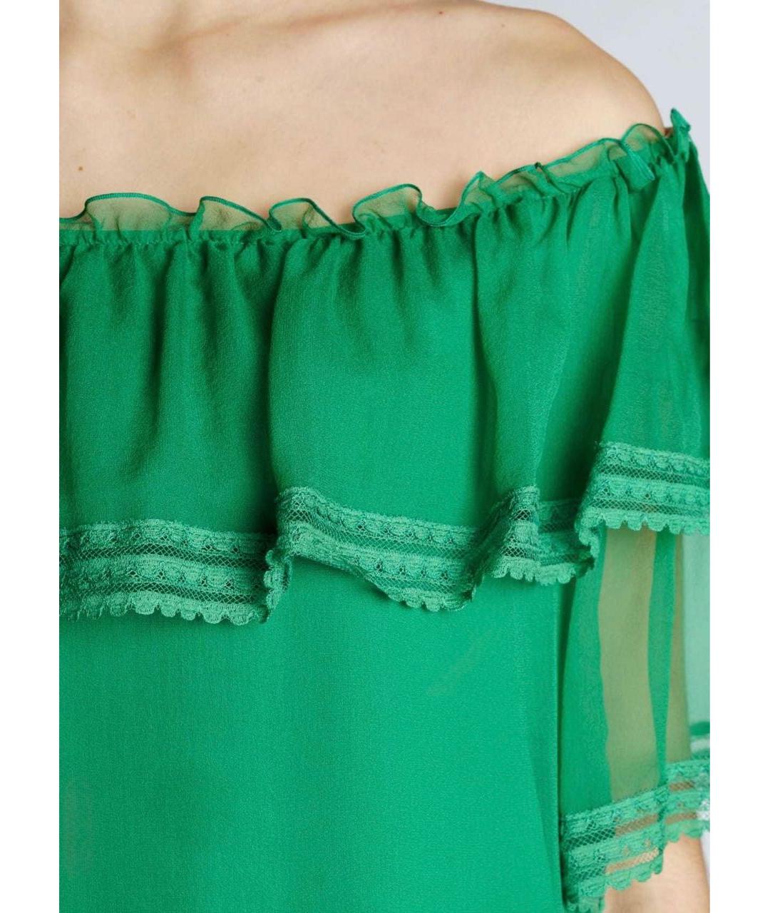 ALBERTA FERRETTI Зеленые шелковое коктейльное платье, фото 5