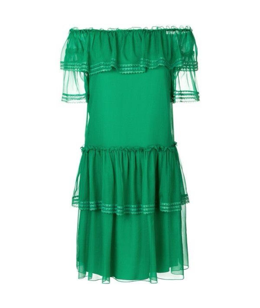 ALBERTA FERRETTI Зеленые шелковое коктейльное платье, фото 1