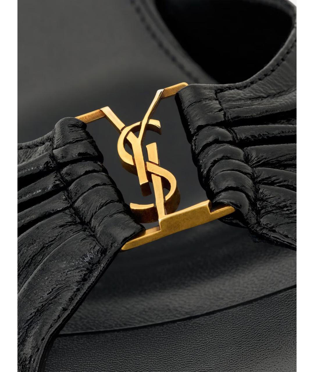 SAINT LAURENT Черные кожаные мюли, фото 4