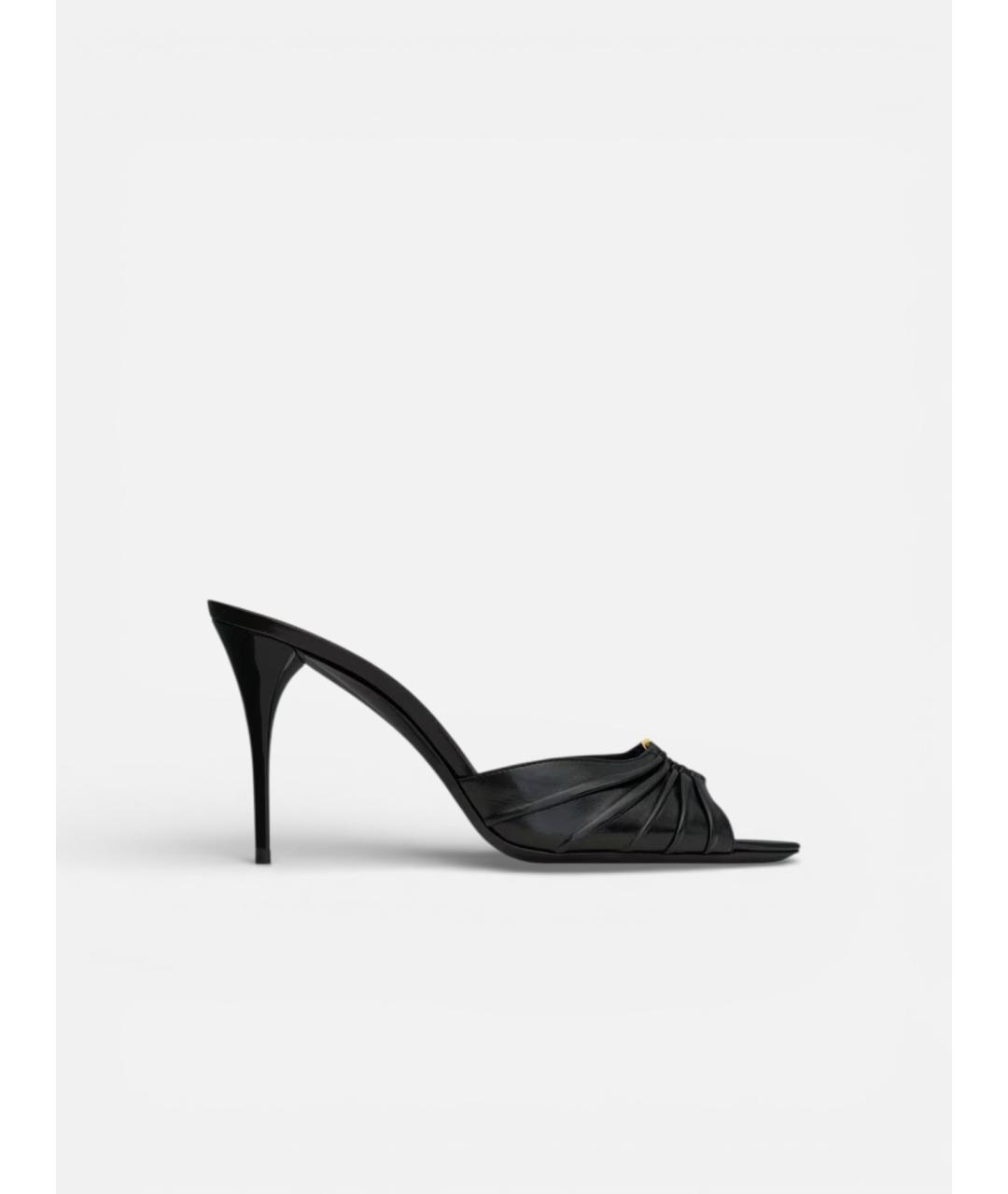 SAINT LAURENT Черные кожаные мюли, фото 5