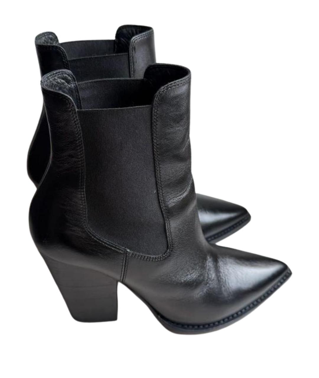 SAINT LAURENT Черные кожаные полусапоги, фото 1