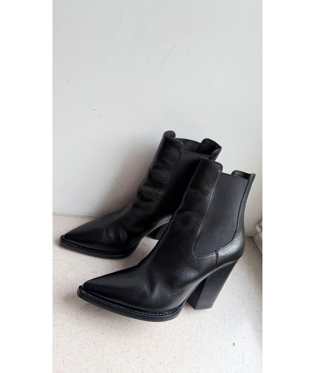 SAINT LAURENT Черные кожаные полусапоги, фото 2