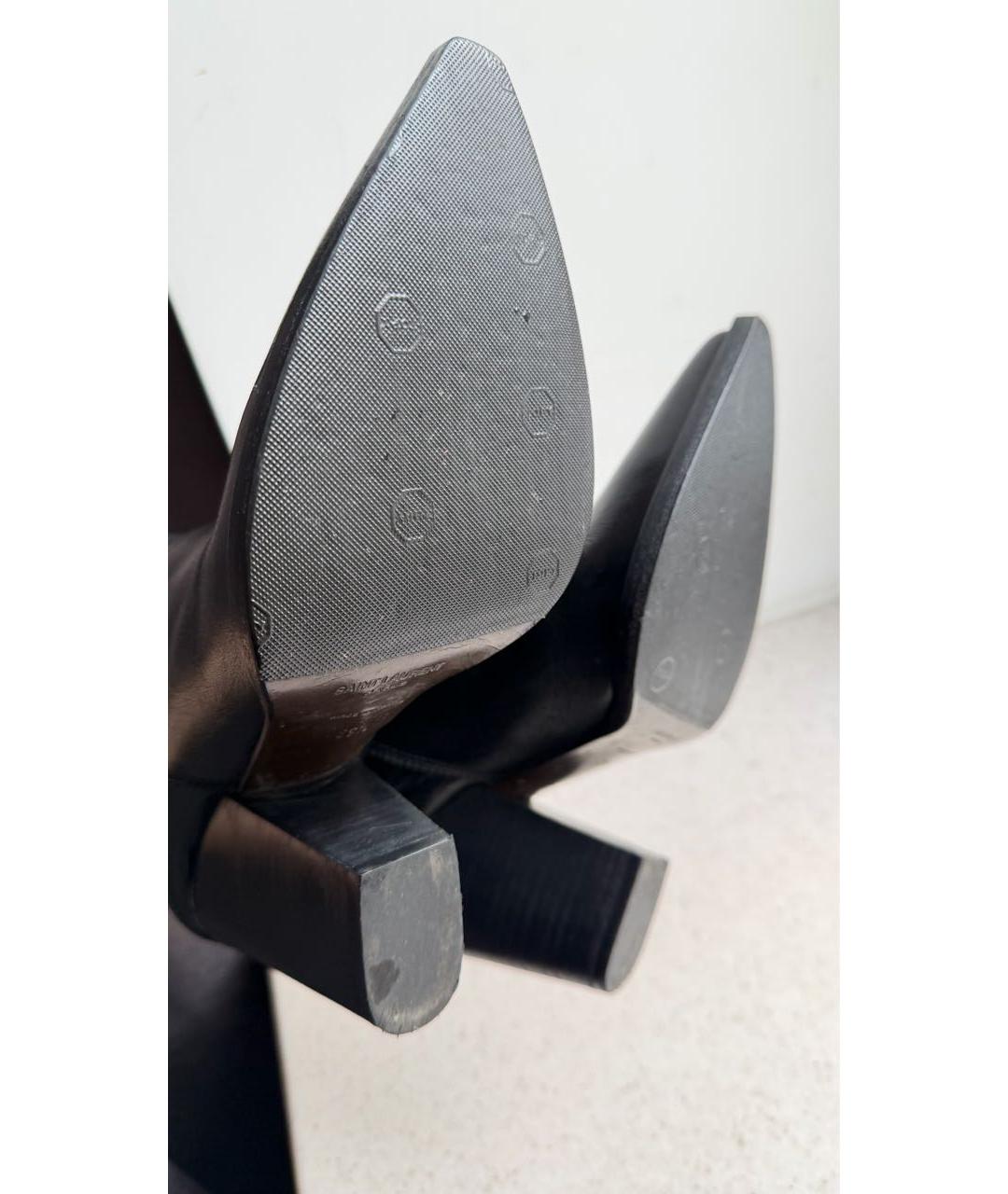 SAINT LAURENT Черные кожаные полусапоги, фото 5