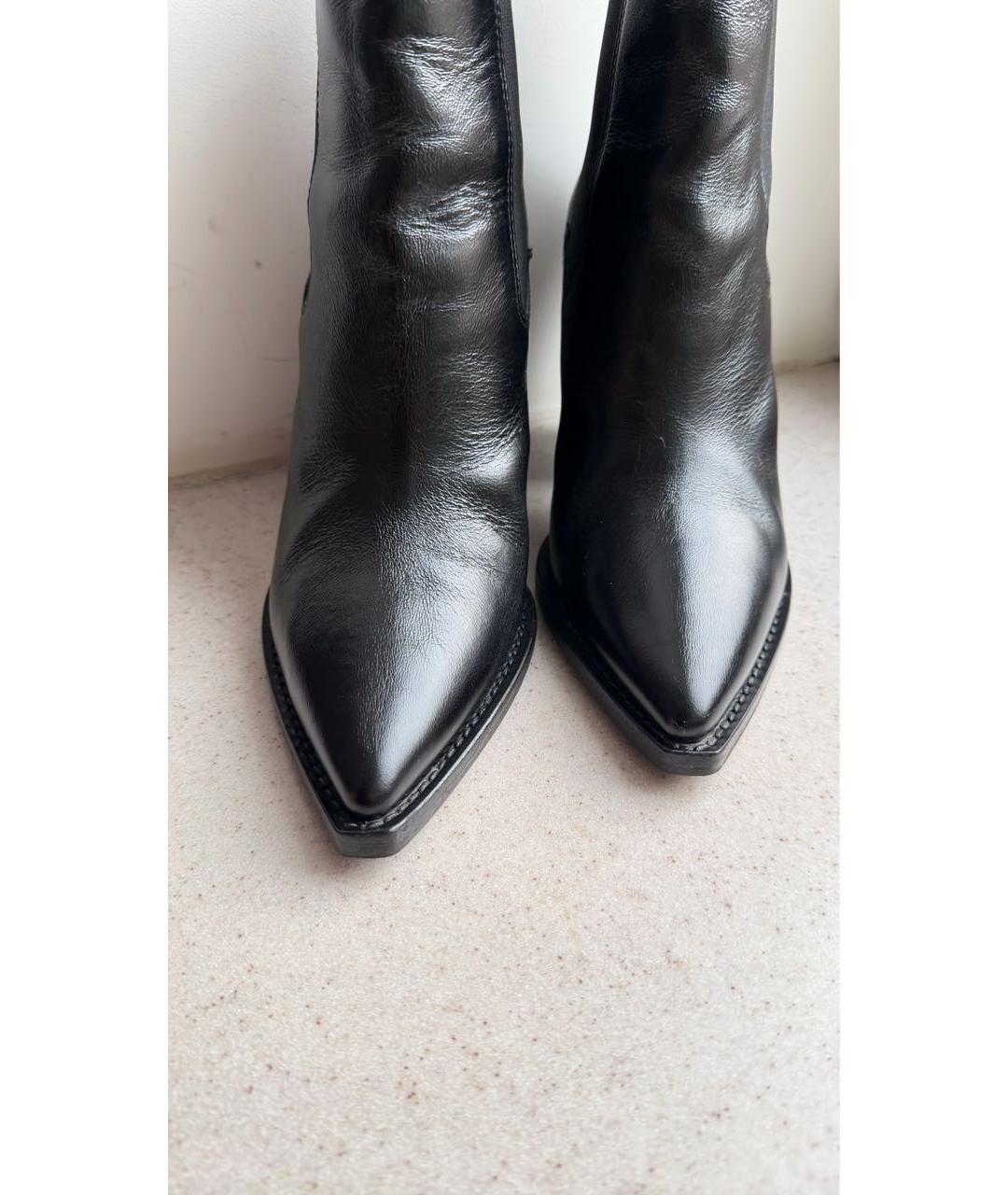 SAINT LAURENT Черные кожаные полусапоги, фото 4