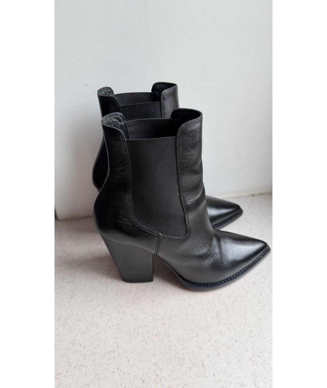 SAINT LAURENT Черные кожаные полусапоги, фото 8