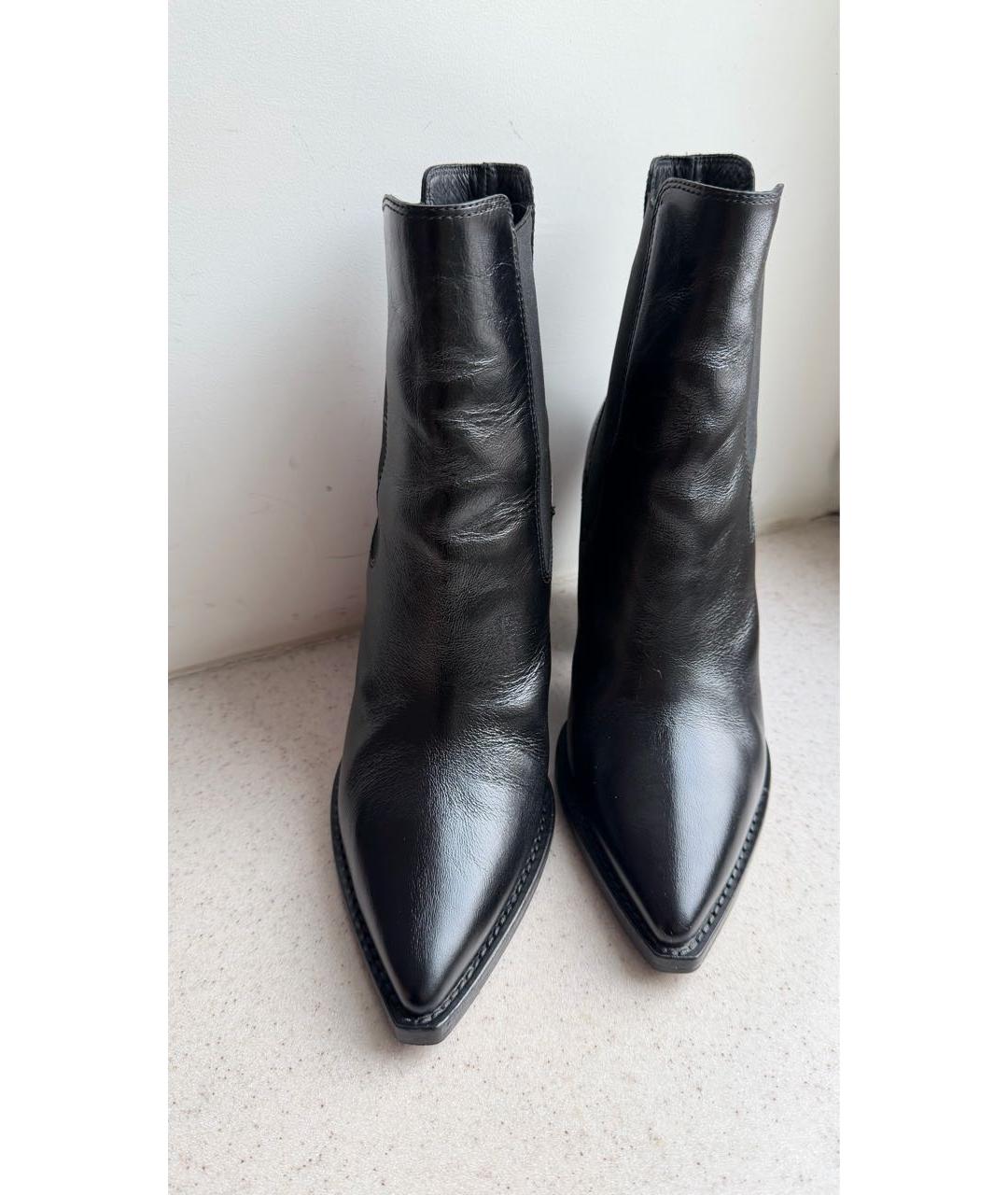 SAINT LAURENT Черные кожаные полусапоги, фото 7