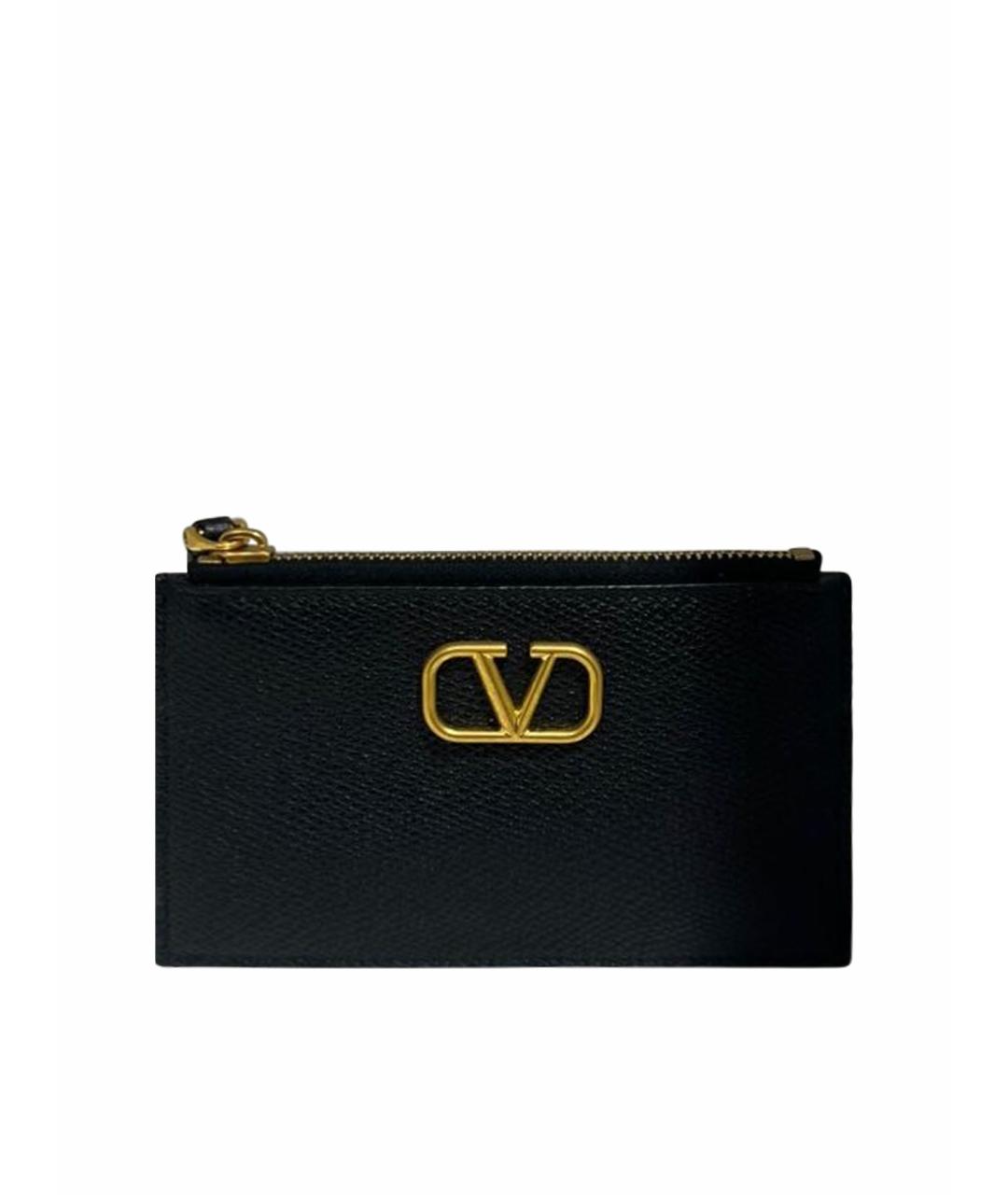 VALENTINO Черный кожаный кардхолдер, фото 1