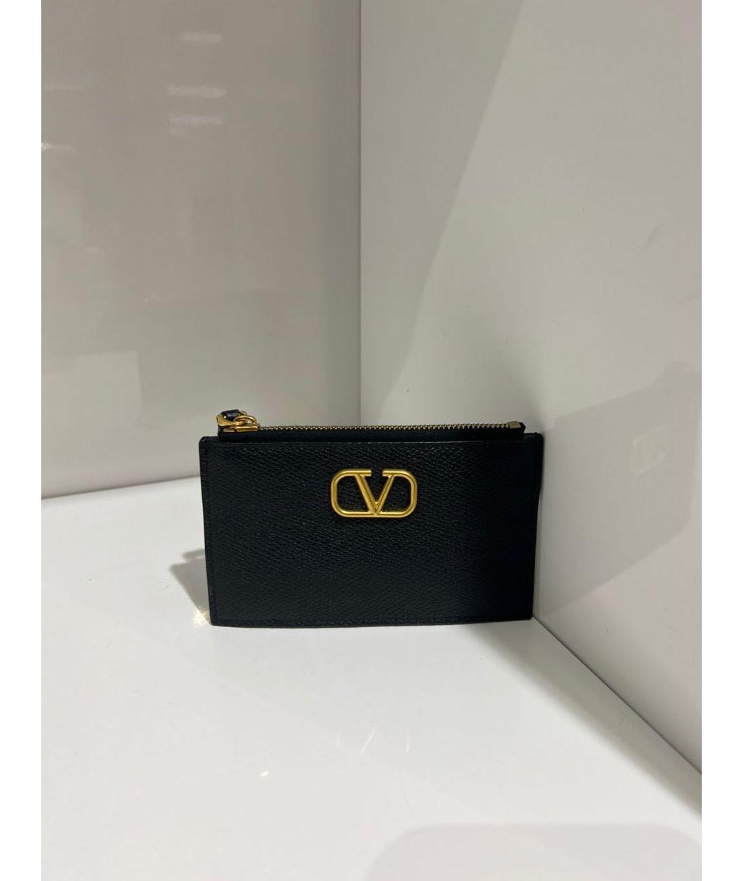 VALENTINO Черный кожаный кардхолдер, фото 3