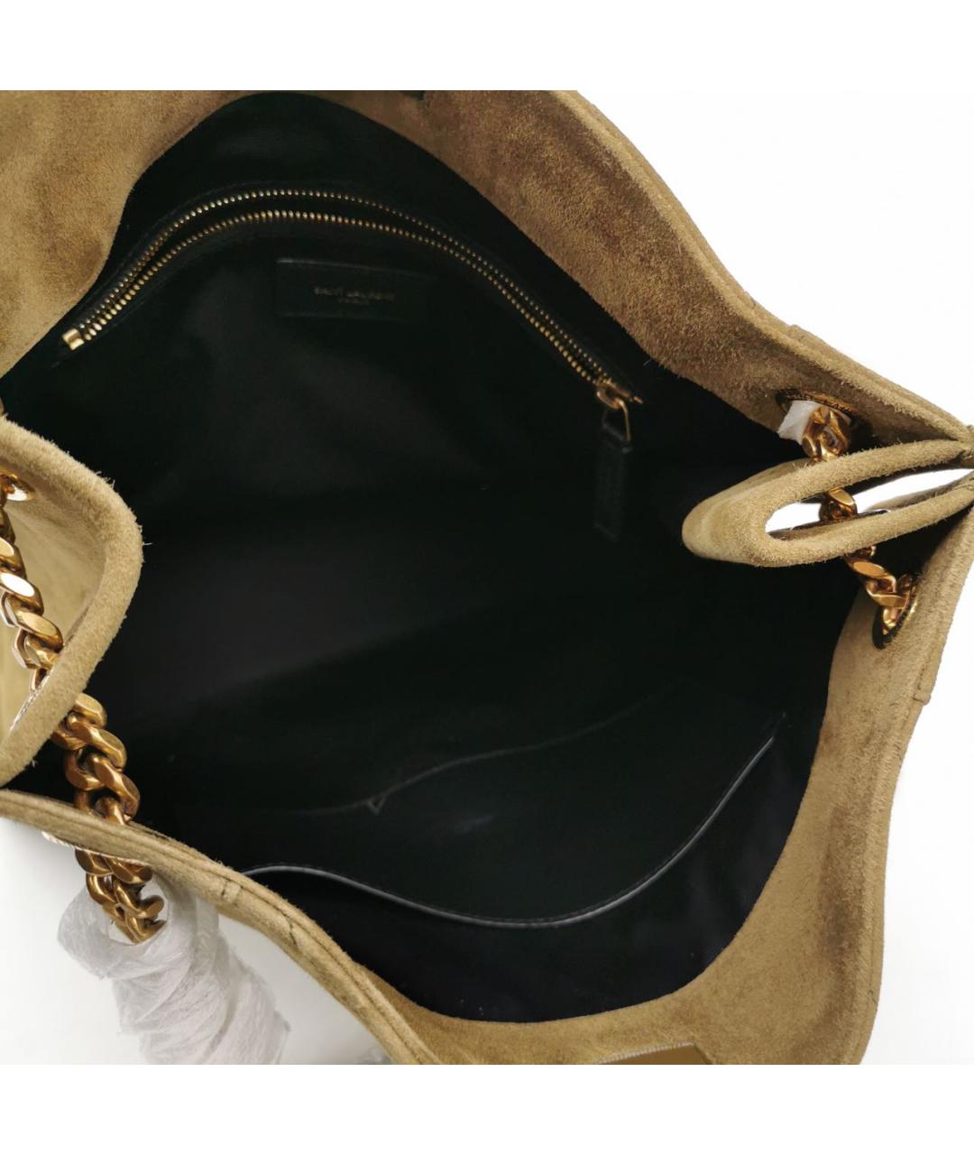 SAINT LAURENT Коричневая замшевая сумка тоут, фото 6