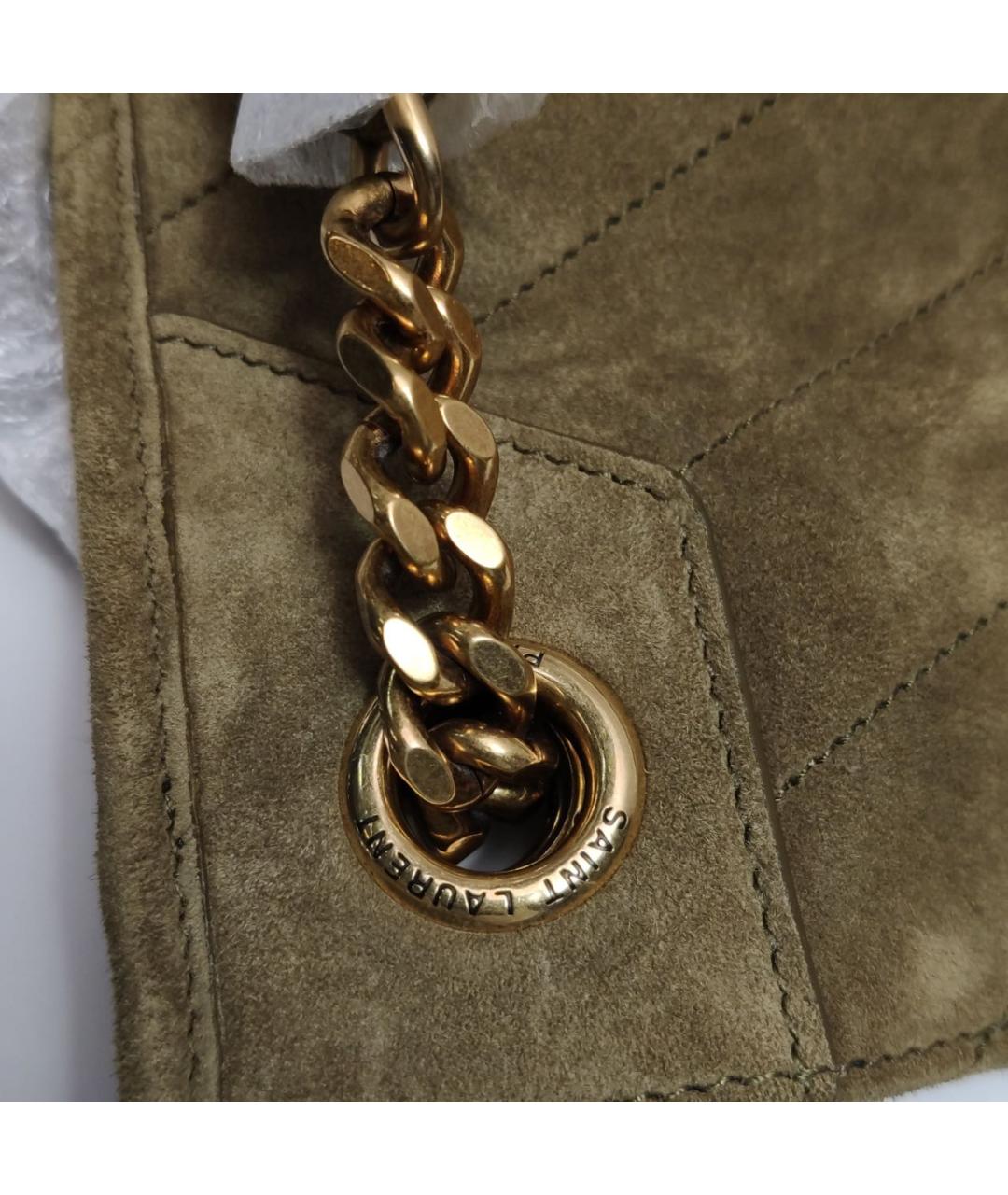 SAINT LAURENT Коричневая замшевая сумка тоут, фото 7