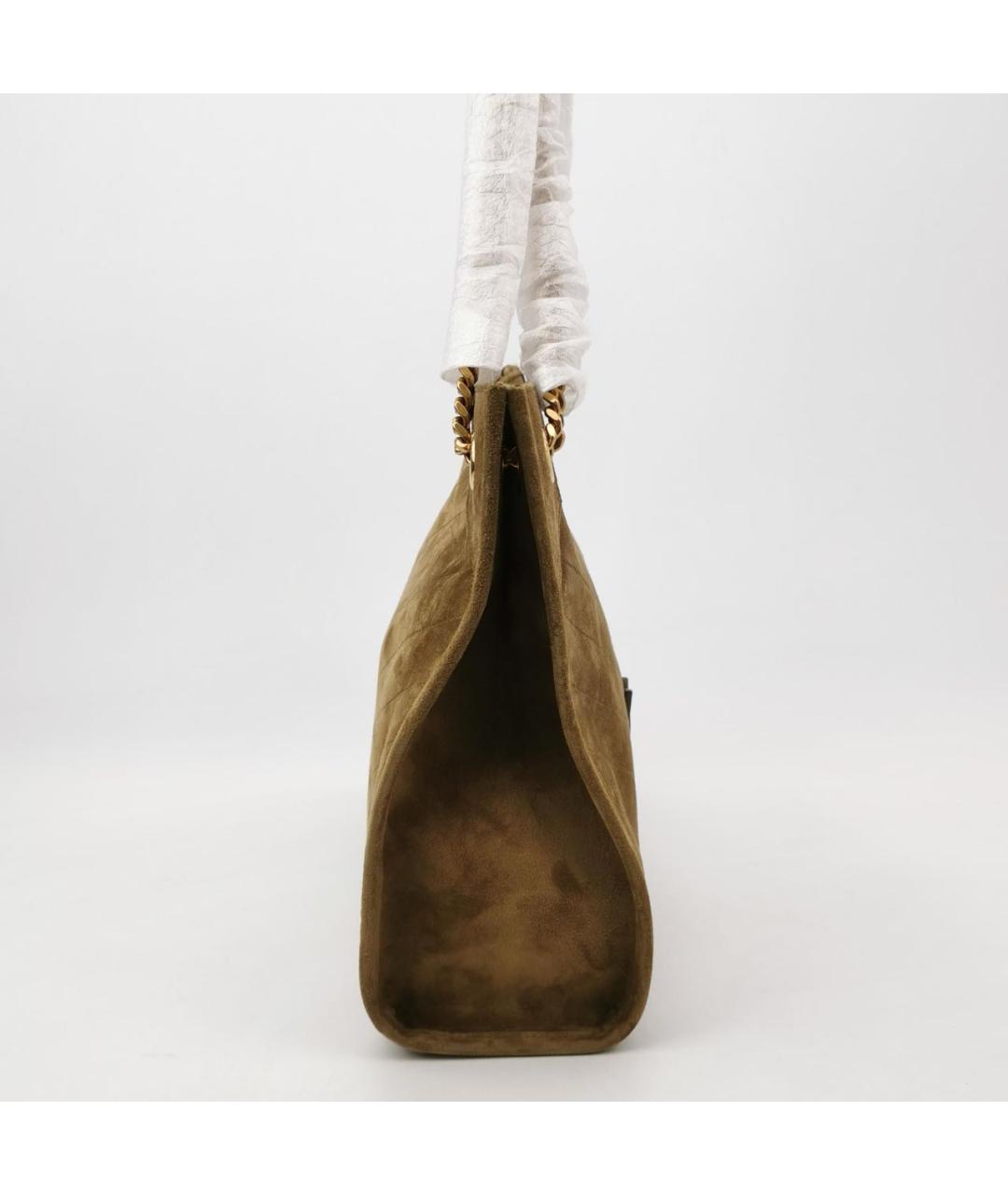 SAINT LAURENT Коричневая замшевая сумка тоут, фото 3