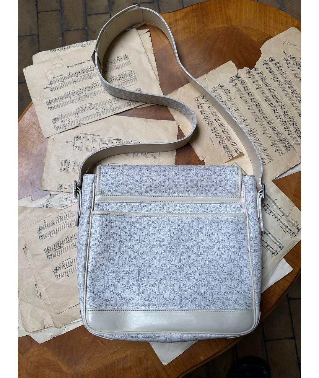 GOYARD Белая кожаная сумка на плечо, фото 3