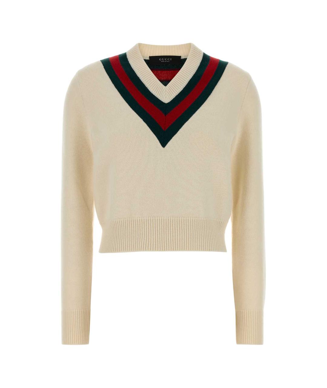 GUCCI Бежевый шерстяной джемпер / свитер, фото 1