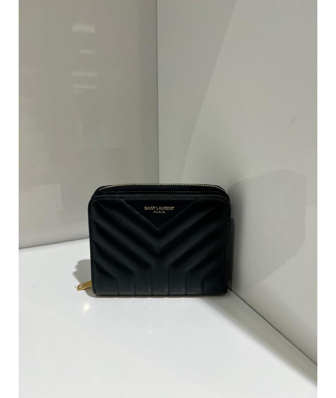 SAINT LAURENT Черный кожаный кошелек, фото 3