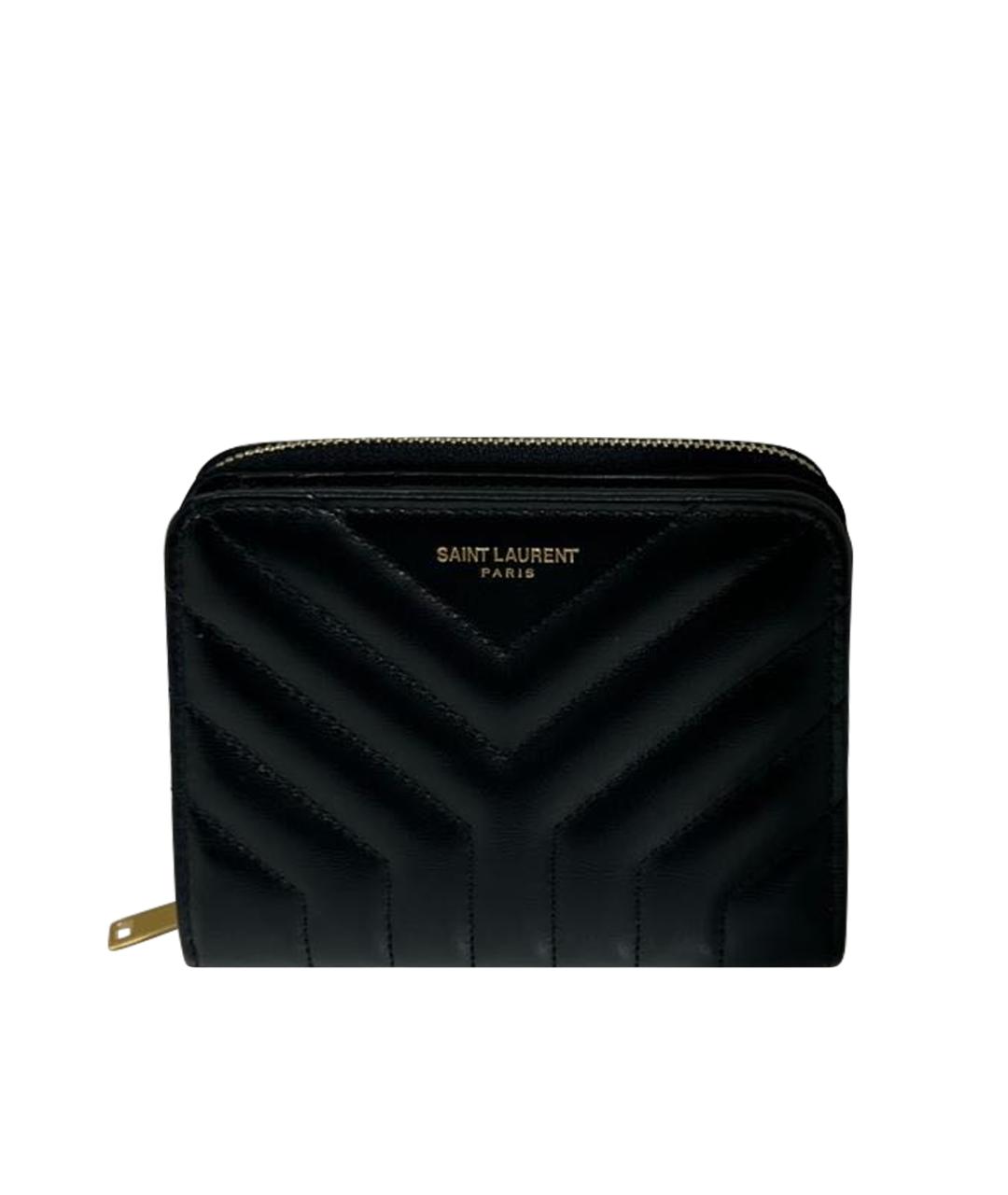 SAINT LAURENT Черный кожаный кошелек, фото 1