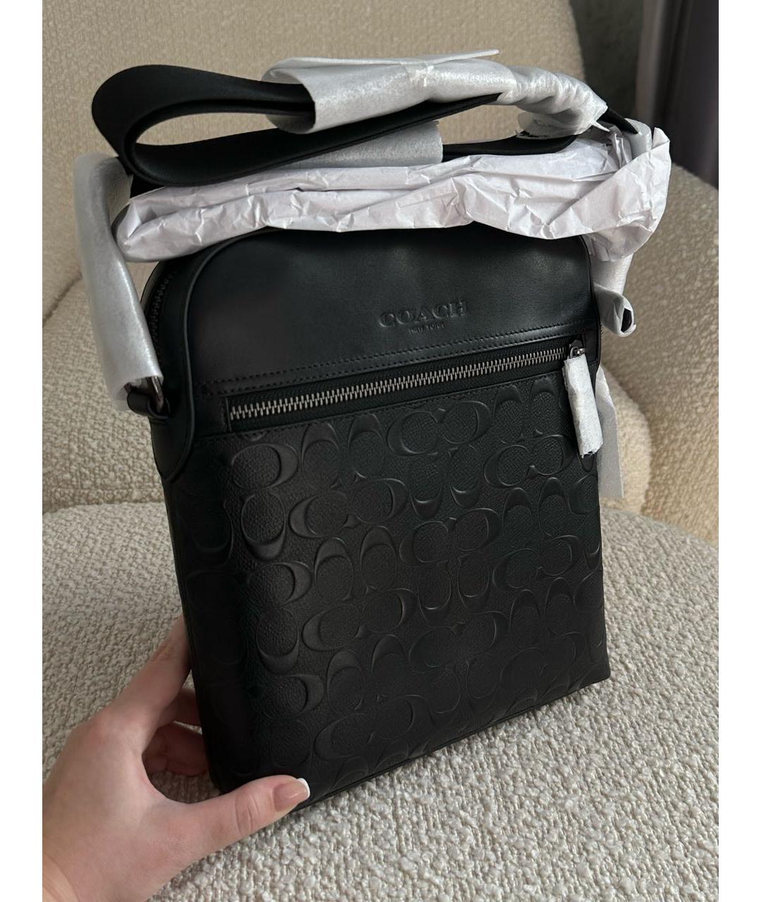 COACH Черная кожаная сумка на плечо, фото 2