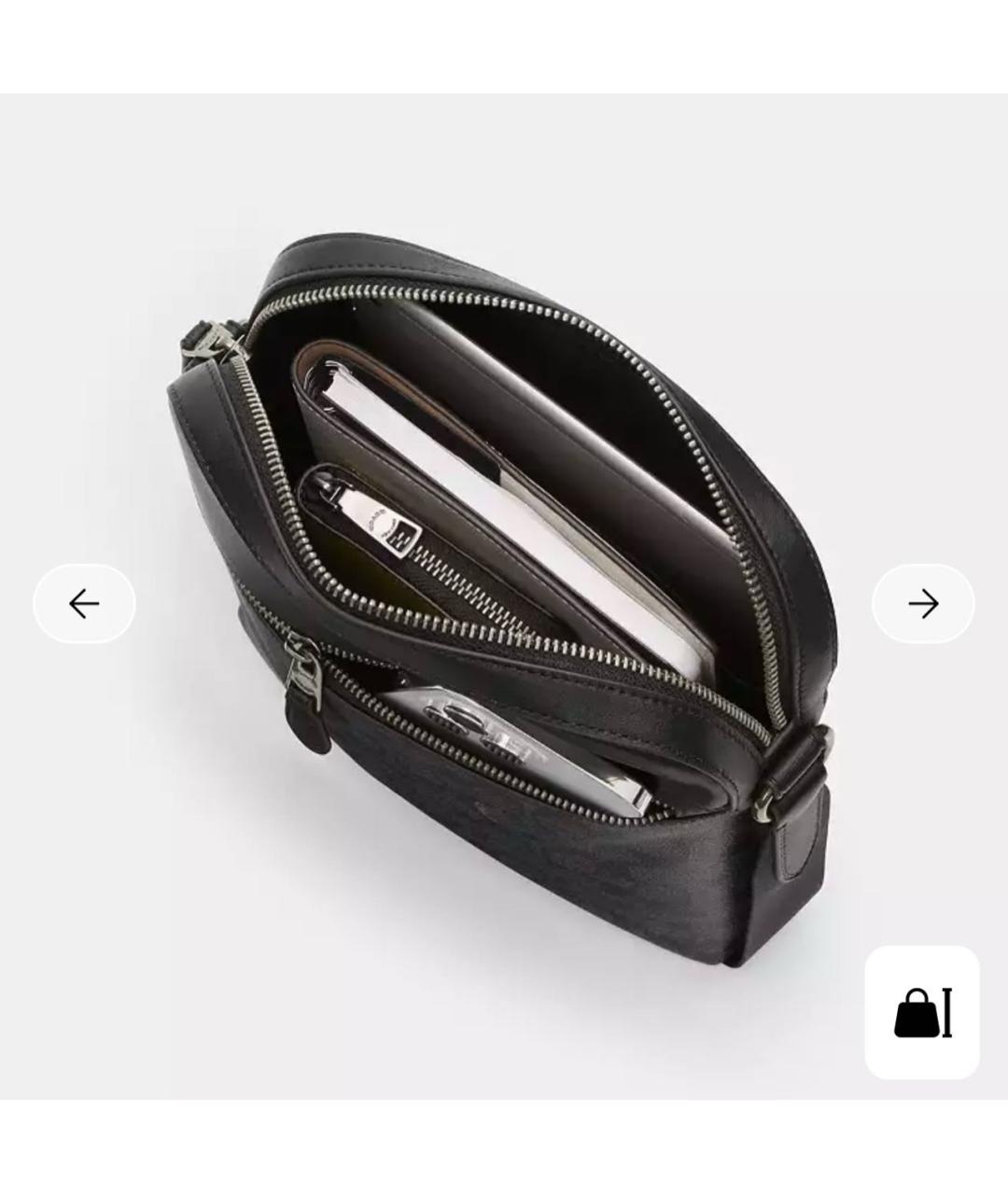 COACH Черная кожаная сумка на плечо, фото 5